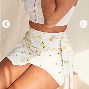 Forever 21 Lemon Print Mini Wrap Skirt